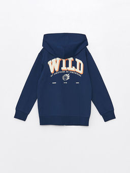 Kap??onlu Bask?l? Uzun Kollu Erkek ?ocuk Fermuarl? Sweatshirt - Waikiki фото 2