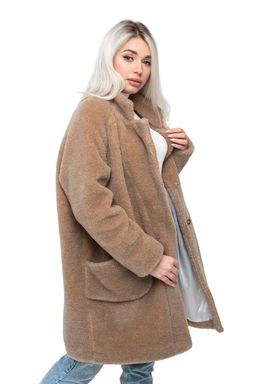 Пальто стильное из овечьей шерсти THE BARREL, цвет Camel, цвет КОРИЧНЕВЫЙ