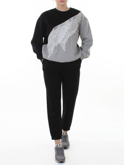 3412/3413 BLACK Костюм спортивный утепленный женский (95% хлопок, 5% эластан)