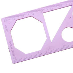 Цена за 12 шт. Линейка трафарет - транспортир, 3 в 1, 20 см, тонированная, флуоресцентная, МИКС - Calligrata фото 8
