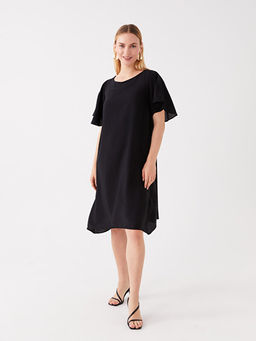 Bisiklet Yaka D?z K?sa Kollu Elbise