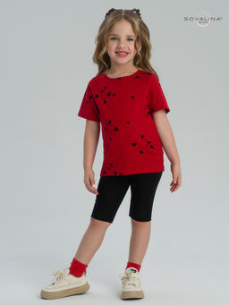 Костюм Актив сердечки на красном-черный