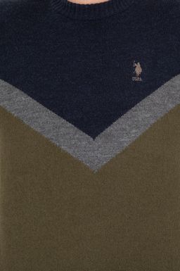 U. S. Polo Assn Мужской вязаный свитер кокосового цвета с круглым вырезом - U.s. polo assn фото 6