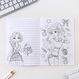 Цена за 10 шт. Блокнот раскраска А5, 8 страниц Модница