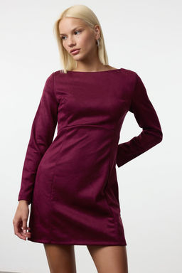 Trendyolmilla Bordo Duz Kesim Mini Dokuma Elbise TWOAW25EL00478  фото 2