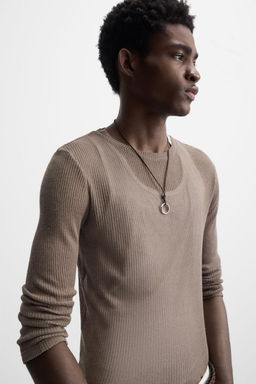 SEMI-SHEER RIBBED T-SHIRT - Zara фото 5