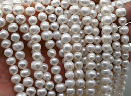 Бусины жемчуг овал 9*7мм цвет белый, 34см, 46 бусин Радуга камня