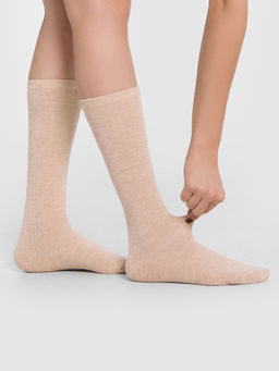 Цена за 5 пар! Носки женские бежевые высокие бежевый меланж 209K-2960 - Mark formelle фото 3