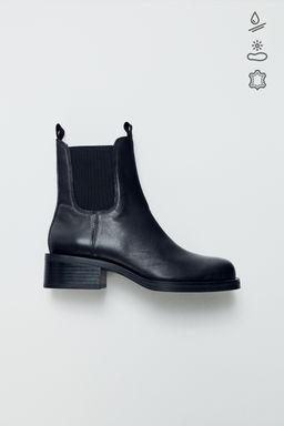 WATER REPELLENT LEATHER CHELSEA ANKLE BOOTS - Zara фото 5