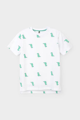 КР 301984/белый,зеленые динозавры фуфайка (футболка) для мал