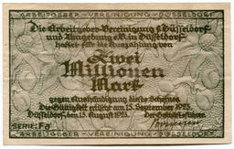 Банкнота 2000000 марок 1923 года Германия  Нотгельд (Дюссельдорф)