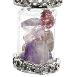 Кулон в металле с крошкой аметиста и рутилового кварца, флакон 12*28мм