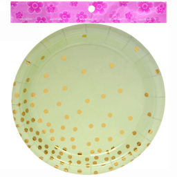 Цена за 3 шт. Тарелка бумажная 18 см в наборе 10 шт "Конфетти" салатовая
