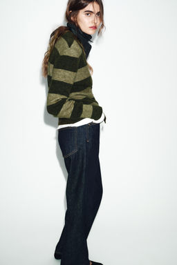 CHAQUETA PUNTO RAYAS / Marr?n-Azul