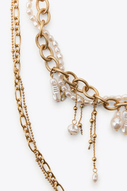 PACK OF 2 CHAIN AND PEARL NECKLACES - Zara фото 4