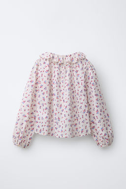 FLORAL SHIRT WITH RUFFLE TRIM - Zara фото 2