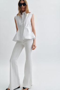 CAMISA PLIEGUES MANGA SISA ZW COLLECTION / Blanco