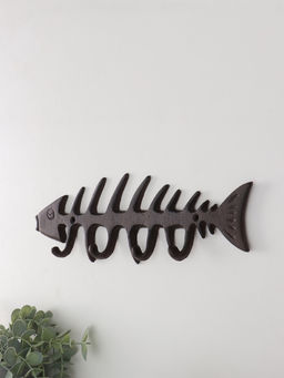 Настенные крючки декоративные «Рыбий скелет», чугун, 11×32.5×2.5 см