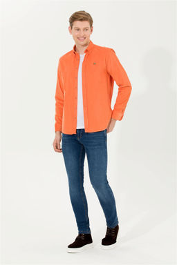 Мужская рубашка с длинным рукавом кирпичного цвета - U.s. polo assn фото 3