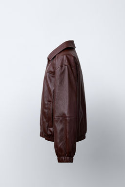 LEATHER-EFFECT BOMBER JACKET - Zara фото 3
