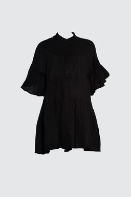 TRENDYOLMILLA Siyah Dokuma Flaml? Pamuk Genis Kal?p Mini Plaj Elbisesi TBESS20EL0873  фото 12