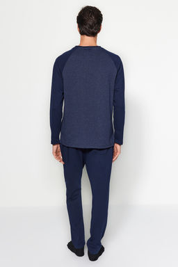 TRENDYOL MAN Siyah-Antrasit Regular Fit Bask?l? Reglan Kol Orme Pijama Tak?m? TMNAW23PT00032 - Trendyolmilla фото 5