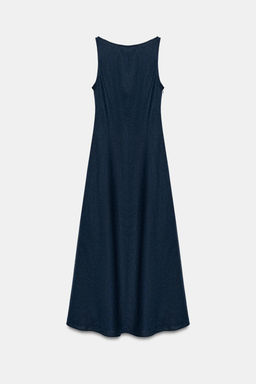 VESTIDO MIDI CON LINO ESPALDA DESCUBIERTA / Azul - Zara фото 8