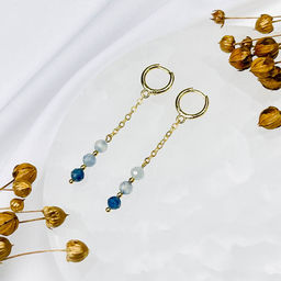 Серьги с цепочкой из Кианита