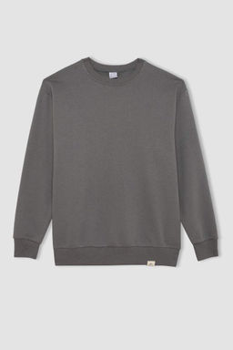 Толстый базовый однотонный толстый толстый свитшот оверсайз с широким кроем и круглым вырезом