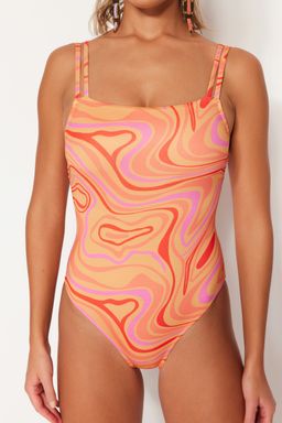 TRENDYOLMILLA Soyut Desenli Kare Yaka Biyeli Regular Mayo TBESS22MA0173 фото 4