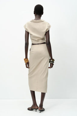 LINEN BUCKLE MIDI SKIRT - Zara фото 12