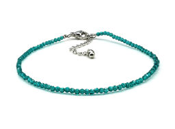 Браслет на ногу из циркона шарик граненый 2мм цв.изумрудный, 21см