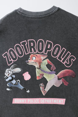 CAMISETA EFECTO LAVADO ZOOTR?POLIS  DISNEY / Gris antracita - Zara фото 6