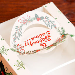 Коробка под бенто-торт с окном Новогодняя с шишками, 14 х 14 х 8 см - UPAK LAND фото 4