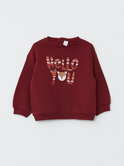 Bisiklet Yaka Uzun Kollu Bask?l? K?z Bebek Sweatshirt 2li - Waikiki фото 3