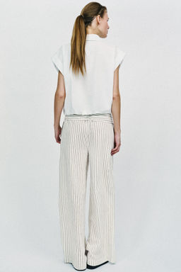 PANTAL?N ANCHO RAYAS PA?UELO / Crudo / Marr?n - Zara фото 6