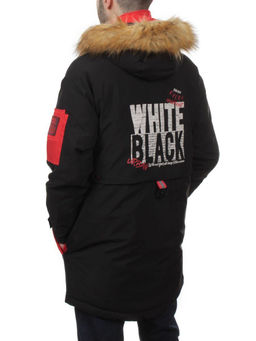22067 BLACK RED Куртка мужская зимняя облегченная (150 гр. холлофайбер)