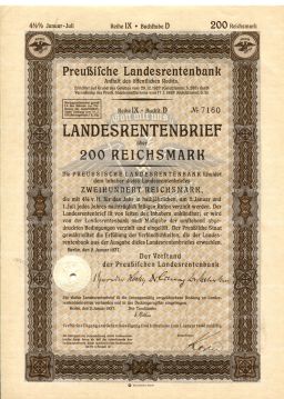 Облигация 4,5% 200 рейхсмарок 1937 года Германия