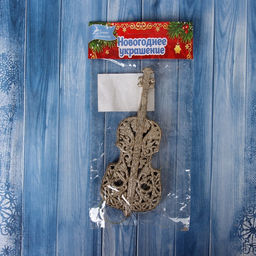 Цена за 3 шт. Ёлочная игрушка Зимнее волшебство. Виолончель блеск пластик, 156.5 см, золото фото 3