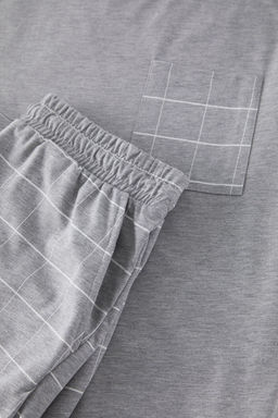 TRENDYOL MAN Lacivert Regular Fit Ekose Orme Sortlu Pijama Tak?m? TMNSS25PT00034 - Trendyolmilla фото 7