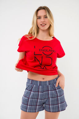 Пижама женская из футболки и шорт из кулирки Алиса красный - Амадэль фото 8
