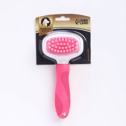 Щётка шерсти с удлиненными силиконовыми зубцами и массажным эффектом, 8 х 17, розовая - Пижон фото 5