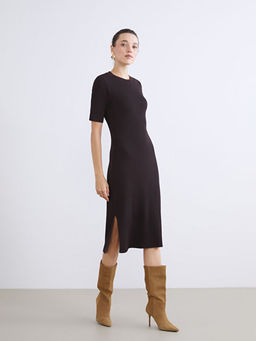 Bisiklet Yaka Triko Elbise