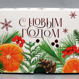 Цена за 5 шт. Коробка складная на 4 капкейка с окном «С Новым годом», 16×16×10 см