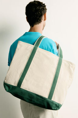 BOLSO SHOPPER TEJIDO / Blanco Crudo - Zara фото 2