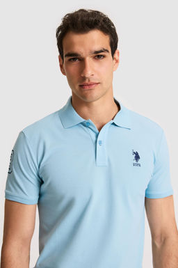 Erkek Slim Fit Polo Yaka Mavi Basic Ti__rt - U.s. polo assn фото 2