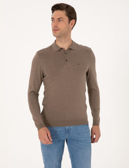 Vizon Melanj Slim Fit Polo Yaka Basic Triko Kazak - Pierre cardin фото 3