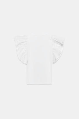 CAMISETA COMBINADA RIB VOLANTES / Blanco