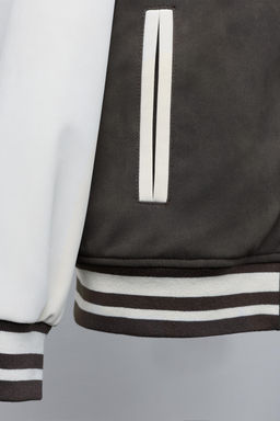 BOMBER JACKET WITH HOODIE AND FAUX LEATHER SLEEVES - Zara фото 7