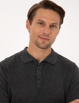 Antrasit Melanj Slim Fit Polo Yaka D__meli Triko Kazak - Pierre cardin фото 2